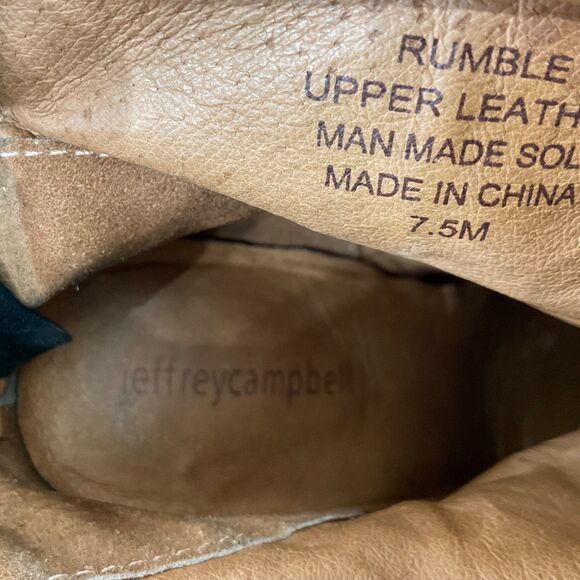 Jeffrey Campbell Rumble Black Suede Sz 7.5 Ankle Boots Stacked Block Heel - Picture 13 of 14